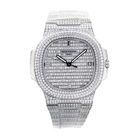 patek philippe 5719 1g nautilus white gold diamond paved|Patek Philippe Nautilus jumbo 5711.